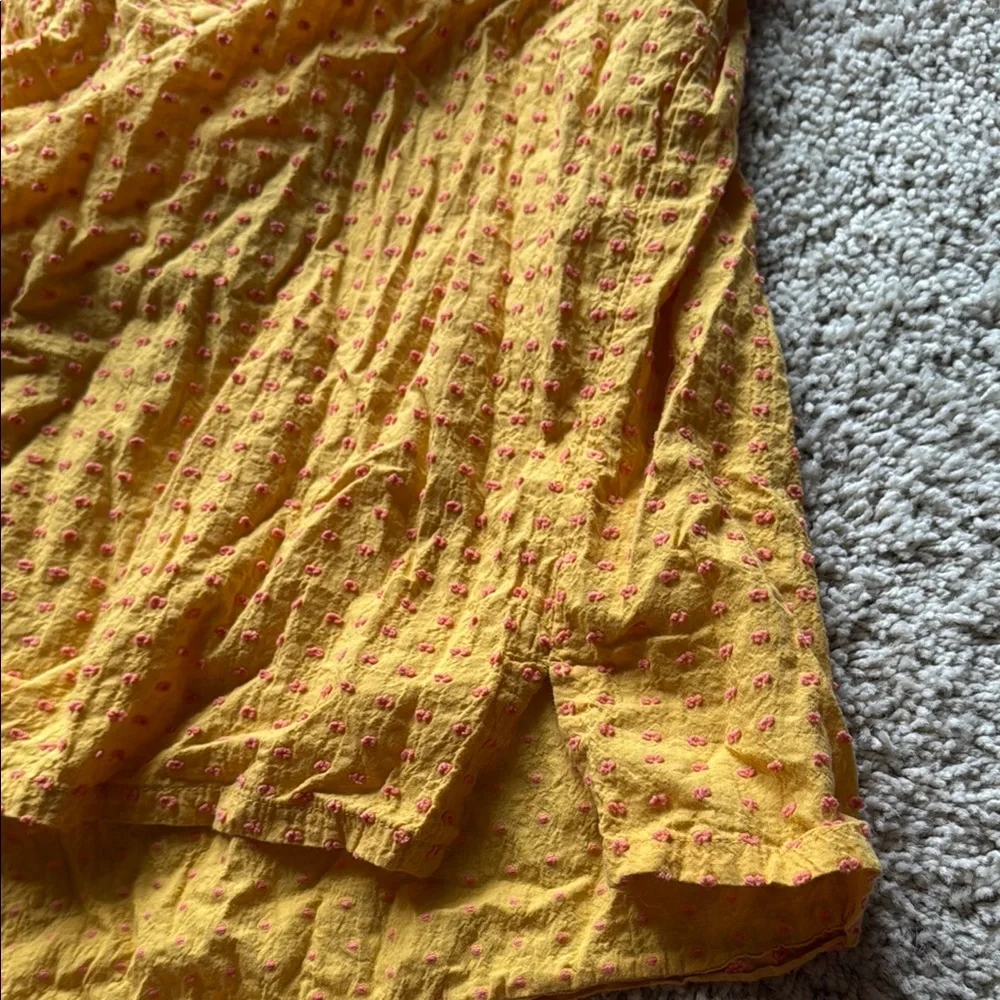 LOFT XL Gold Puff Sleeve Blouse Relaxed Fit